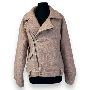 Honey Punch Wool Moto Jacket Pink L